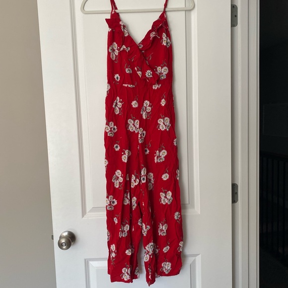 Red Floral Jumpsuit - Picture 1 of 7
